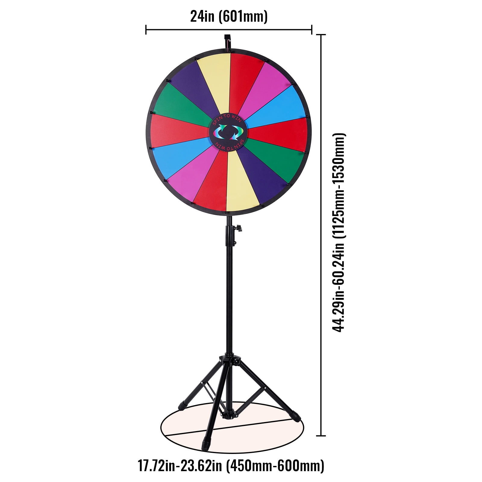 VEVOR 24 inch Spinning Prize Wheel, 14 Slots Spinning Wheel with Height Adjustable Stand, Roulette Wheel with a Dry Erase, and a Storage Bag, Win Fortune Spin Games in Party Pub Trade Show Carnival