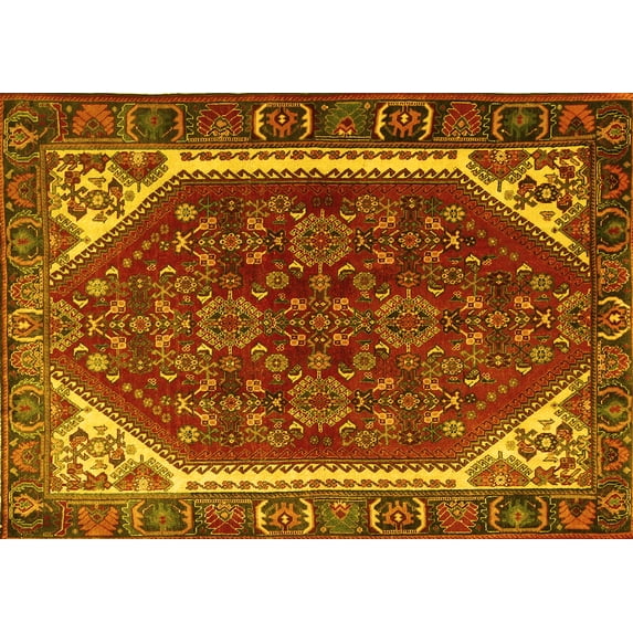 Ahgly Company Indoor Rectangle Persian Yellow Traditional Area Rugs, 8' x 12'