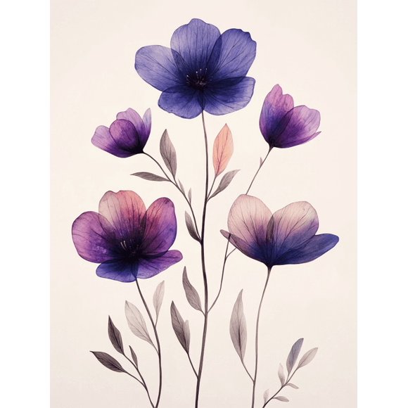 Qisvanset Framed Canvas Wall Art, 12x16 Inch Moody Flower Botanical Modern Farmhouse Decor
