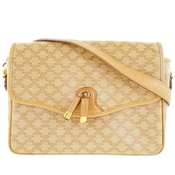 Pre-Owned Celine Old Macadam Pattern PVC Beige Women's Shoulder Bag (Good)
