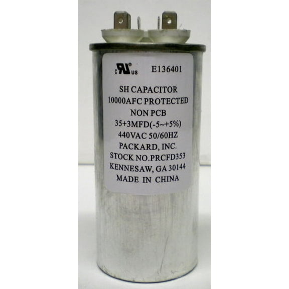 Packard Titan Pro Run Capacitor, Round, 35 3 Mfd, 370V-440V, TRCFD353