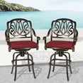 thumbnail image 3 of MEETWARM Outdoor Patio Swivel Bar Stools Set of 2, All-Weather Cast Aluminum Bar Height Bistro Chairs with Cushions for Yard Garden Balcony, 3 of 7