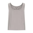 thumbnail image 5 of Women's Tank Tops Women's Linen Blend Round Neck Button Up Sleeveless Tank Camisole Tops for Women Light Gray L, 5 of 7