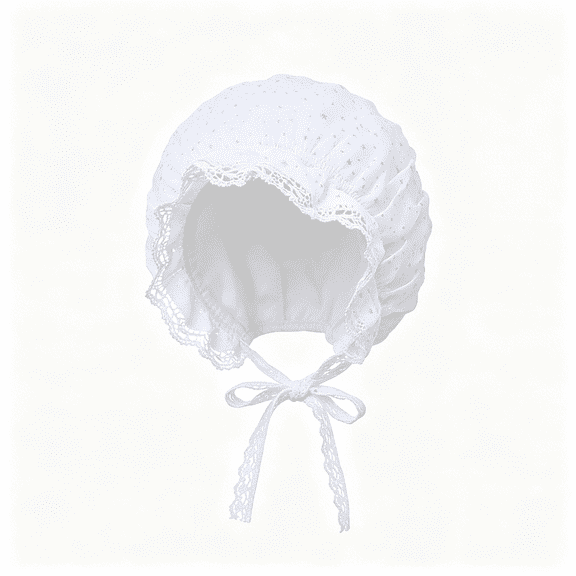 TELOLY Baby Girl Cotton Muslin Bonnet-Vintage Ruffle Lace Newborn Sun Hat Adjustable Chin