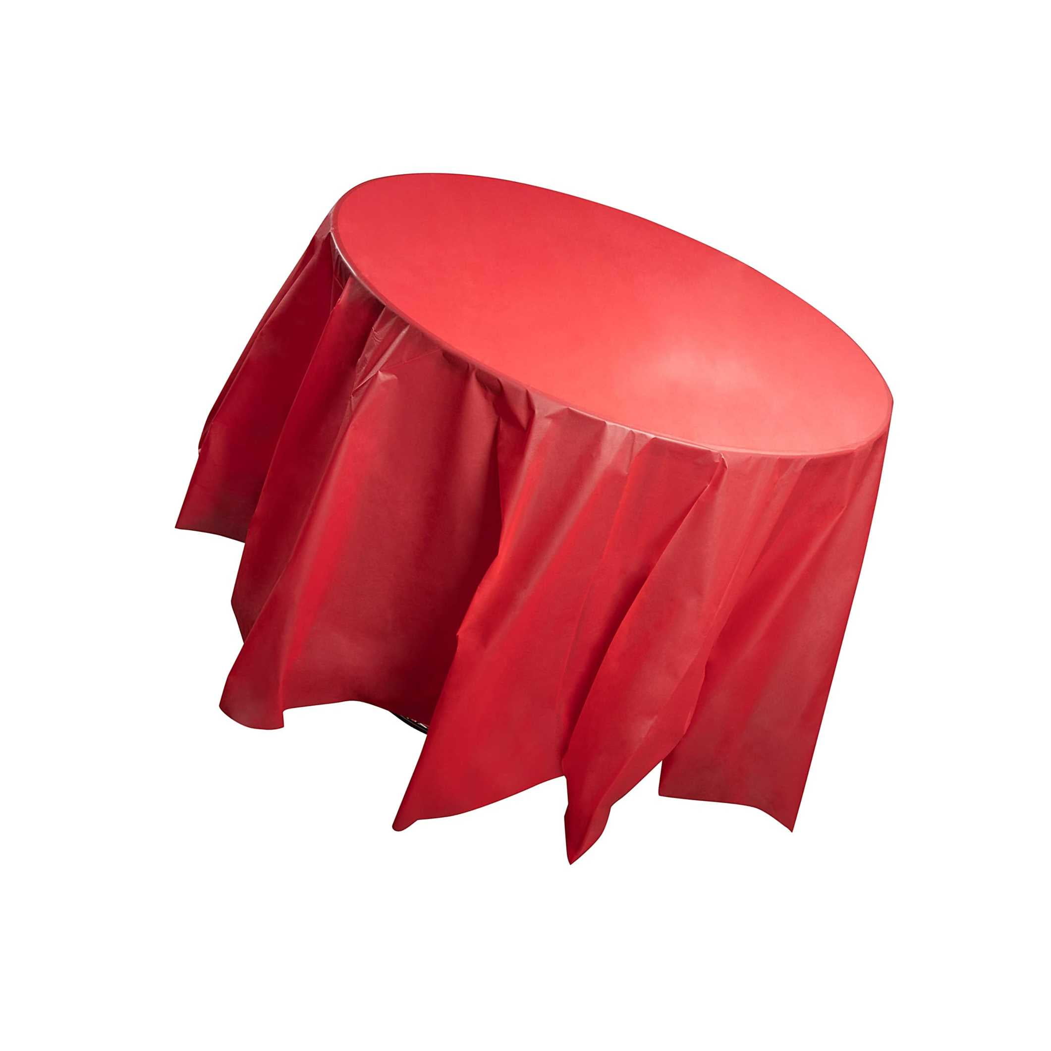 12 Pack Red Plastic Tablecloth Round, 72 Round Outdoor Tablecloth