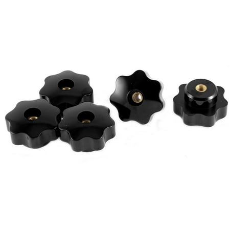 

M5 Female Thread Plastic Head Screw on Clamping Nuts Knob Grip Black 5 Pcs