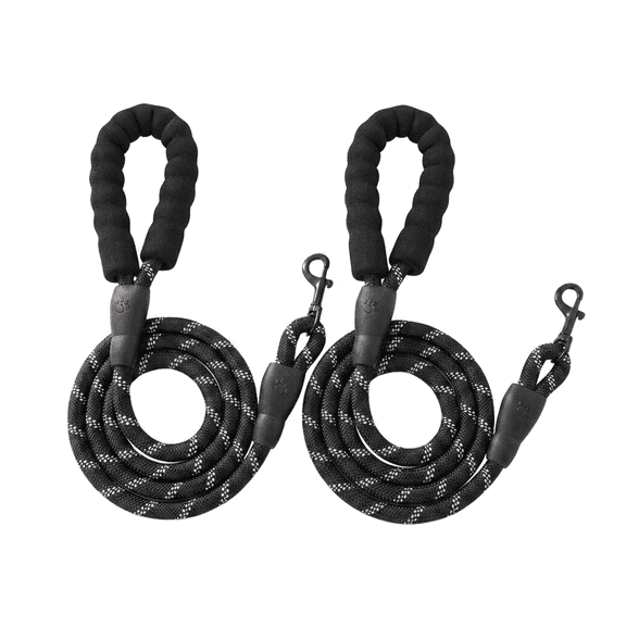 ROSEXIXI Dog Leash 2 Pack Dog Lead 5ft Reflective Nylon Rope with Comfortable Padded Handle Leash for Large Medium Pets Walking Running and Training