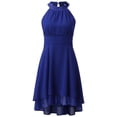 thumbnail image 5 of Kcodviy Robe d'Été Décontractée Unie pour Femme, Décontractée, Col Licou, Boutons, Chiffon, Jolies Robes pour Femme, Été, Robe Trapèze à Empiècements, 5 of 5