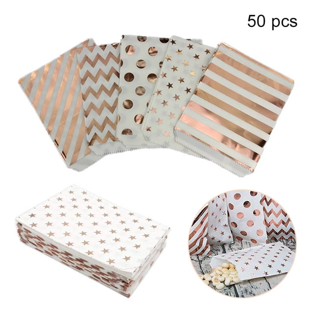 50PCS Bolsas de caramelos desechables Sincero para fiestas de cumpleaños de boda Papel kraft
