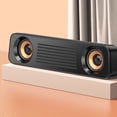 thumbnail image 1 of Altavoces para computadora UAEBM con cable USB, altavoz de escritorio estéreo con alimentación USB, barra de sonido negra, 1 of 8