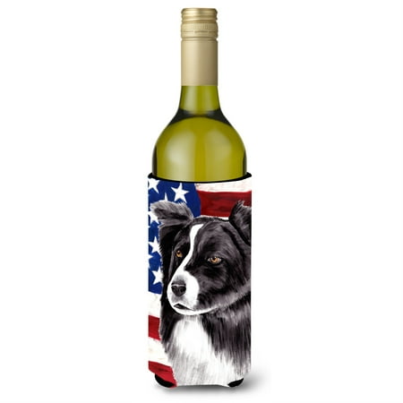 

USA American Flag with Border Collie Wine Bottle Beverage Insulator Beverage Insulator Hugger