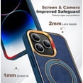 thumbnail image 6 of for iPhone 14 Pro Max Case with Magnetic Invisible Ring Stand Compatible with Mag-Safe Leather Business Shockproof Military Grade Protection Classic Luxury Phone Cases for Women Men,Blue, 6 of 14