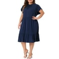 thumbnail image 2 of DARING DIVA Plus Size Tie Back Boat Neck Midi Length Dress 4X Navy Blue, 2 of 6