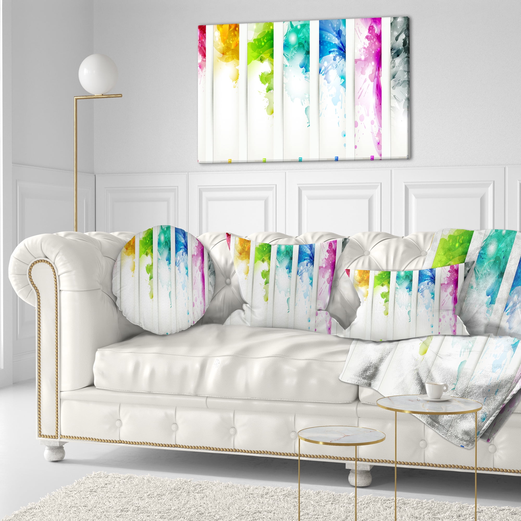 Designart Colorful Headers with Blots - Abstract Throw Pillow - 12x20