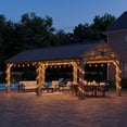 thumbnail image 2 of Sunmthink 12' x 24' Wood Frame Gazebo, Hardtop Gazebo with Galvanized Steel, Permanent Wooden Pavilion for Patio Backyard Lawn Garden, 2 of 10