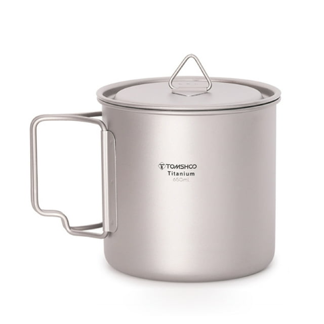 Taza de titanio TOMSHOO Taza de titanio ultraligera para exteriores, portátil, para acampar, picnic, Tomshoo Taza de titanio