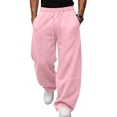 thumbnail image 2 of Men's Oversized Baggy Casual Sweatpants, Elastic Drawstring Waist Loose Wide Leg Trousers, Soft Comfort Knit Bottoms With Practical Side Pockets For Streetwear Daily Activities Pink 2XL, 2 of 8