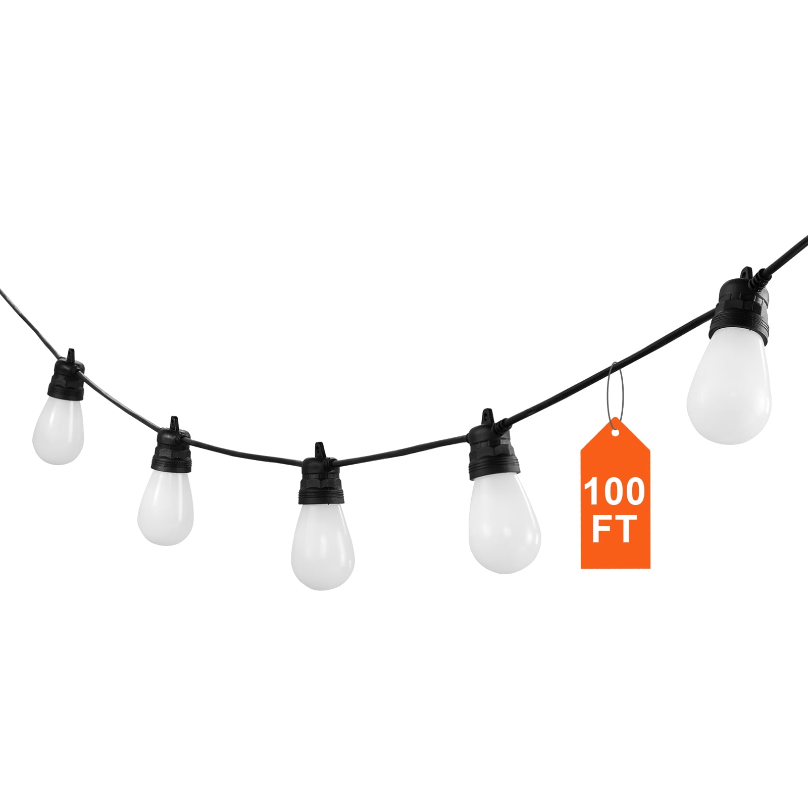 VEVOR RGB Outdoor String Lights, 100FT, Outside Patio Lights with APP Control 30 Bulbs, 15 Single-Color Adjustable Brightness Time Setting, Waterproof Hanging Lights for Halloween Decoration