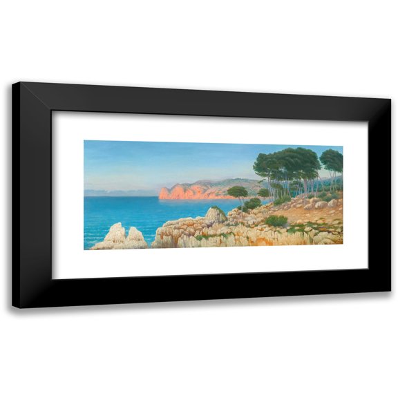 William Degouve de Nuncques 14x8 Black Modern Framed Museum Art Print Titled - Cote Aux Baleares (Mallorca, Cala San Vicente) (1900)