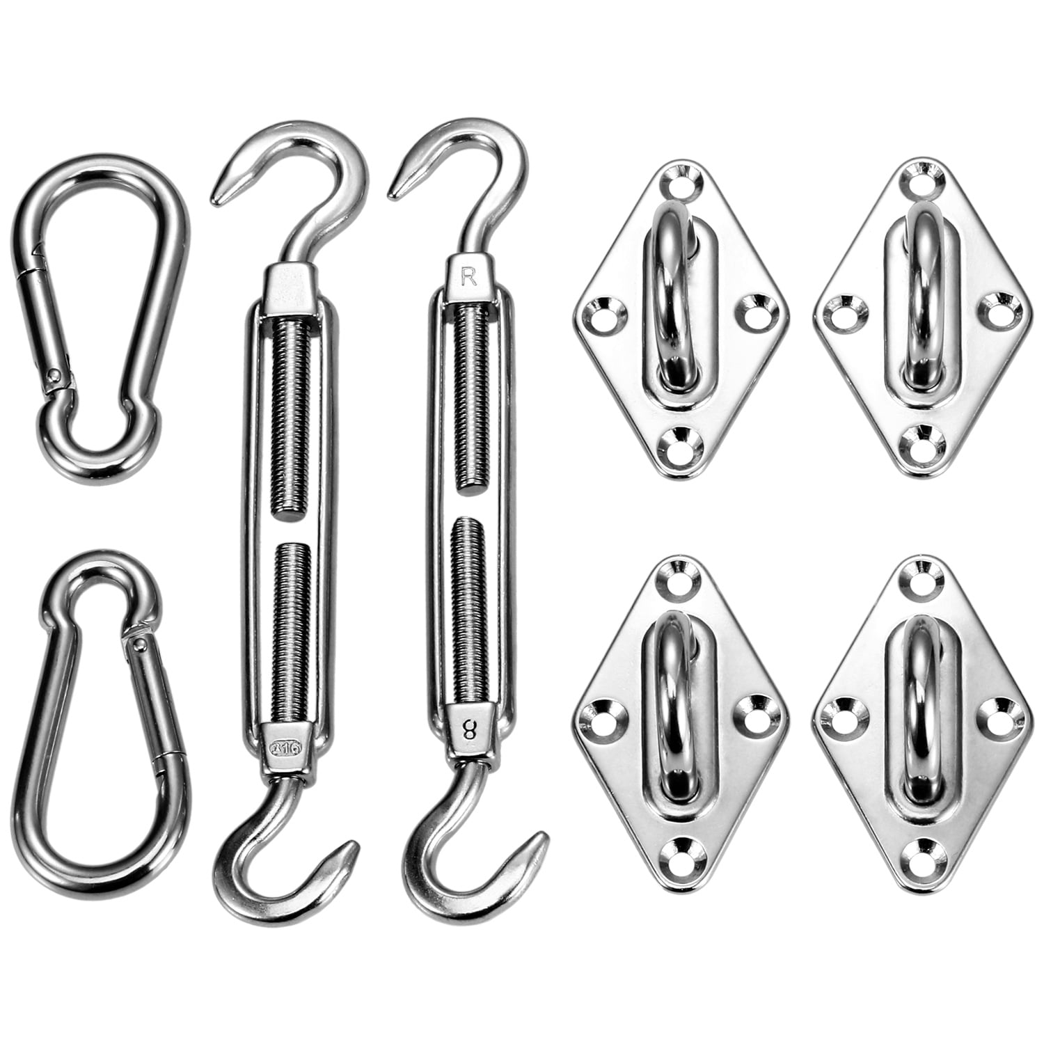 8X Stainless Steel Sun Fixing Fittings Sail Shade Kit Garden Awning Canopy Tools 