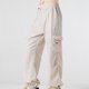 thumbnail image 4 of Amzcrzy Pantalones cargo informales para mujer: cintura elástica con cordón, bolsillos con solapa, estilo paracaídas/harem/jogging, holgados, cintura alta, tallas M-2XL. Beige, 4 of 5