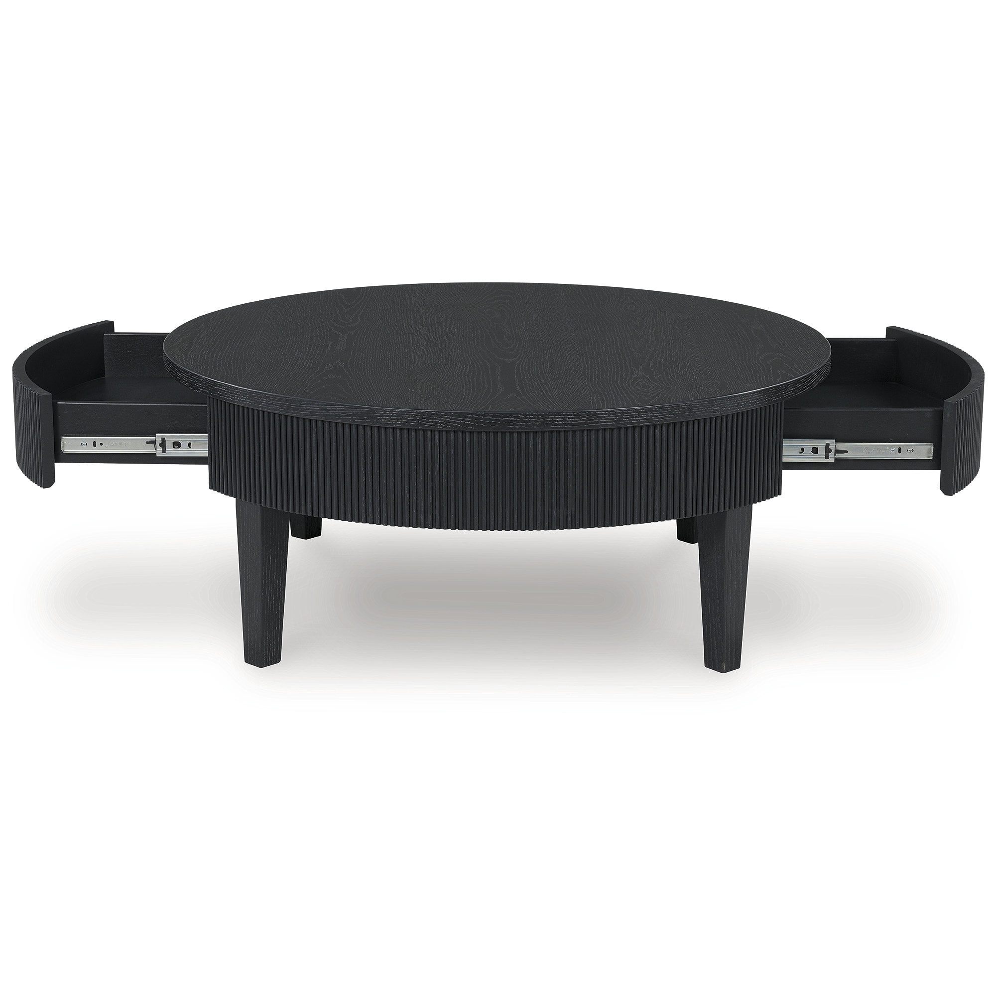 Signature Design by Ashley Marstream Round Coffee Table with Storage Drawers, Modern Farmhouse, Black