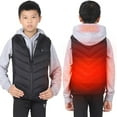 thumbnail image 2 of Feancey Kids Heated Vest Boys Girls USB Electric Heating Waistcoat Winter Sleeveless Rechargeable Puffer Jackets Adjustable Temperature Down Vests Black 4-5 Years, 2 of 10