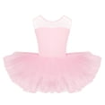 thumbnail image 3 of Niños Niñas mangas cortas Lyrical Classique malla elástica empalme espalda en forma de U Ballet danza gimnasia leotardo niñas vestido tutú, 3 of 5