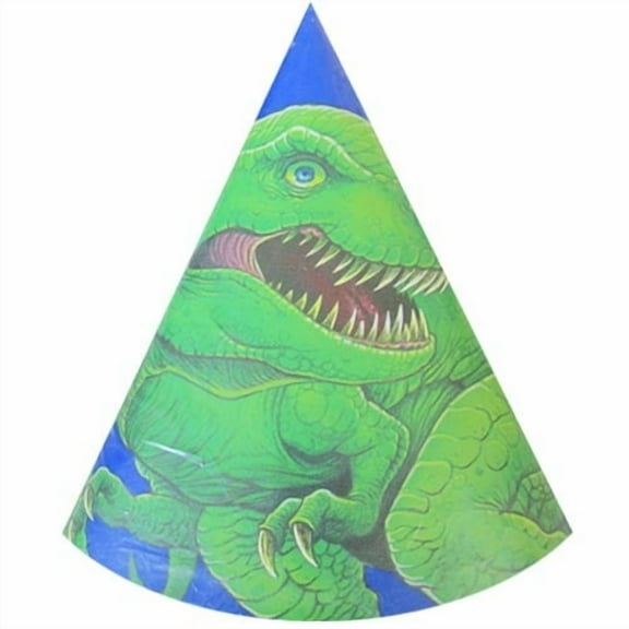 Various Dinosaur T-Rex Cone Hats, 8 Count