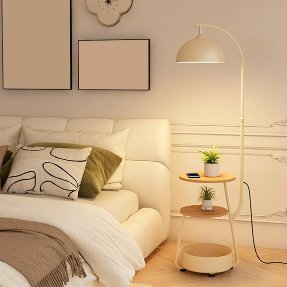 Ycandiee Multifunctional Floor Lamp, Adjustable Vertical Lamp, Bedside Table Integrated Tall Lamps, Corner Storage Standing Floor Lights Living Room Decorative Standing Light