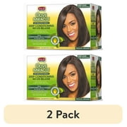 (2 pack) African Pride Olive Miracle Regular Deep Conditioning Anti-Breakage No-Lye Relaxer, Curly, Coiled, Adult