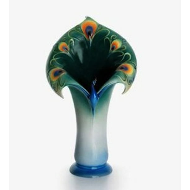Franz Porcelain Vase Peacock Splendor