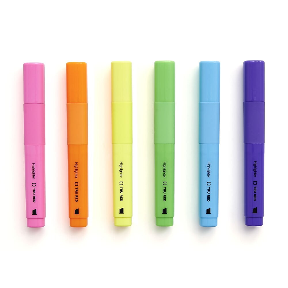 TRU RED Tank Highlighter with Grip Chisel Tip Asst 12/Pack TR54585