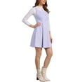 thumbnail image 4 of INSPIRE CHIC Women's Dress Tweed Plaid Sleeveless A-Line Pinafore Overall Dress L Light Purple, 4 of 5