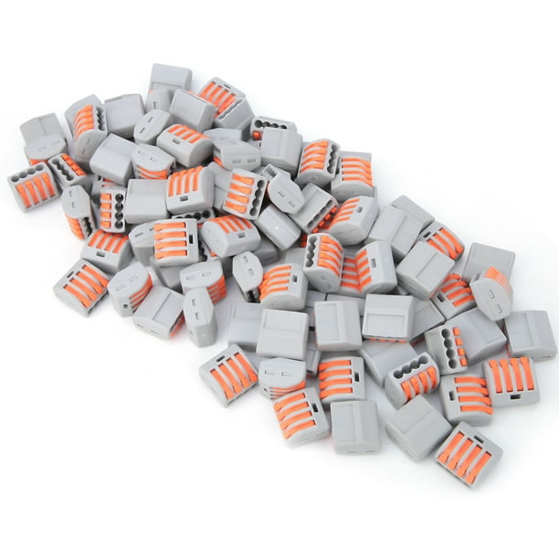 Conector De Cable Eléctrico Reutilizable, Bloque De Terminales De Palanca De Resorte De 4 , Agujero 100 Uds.