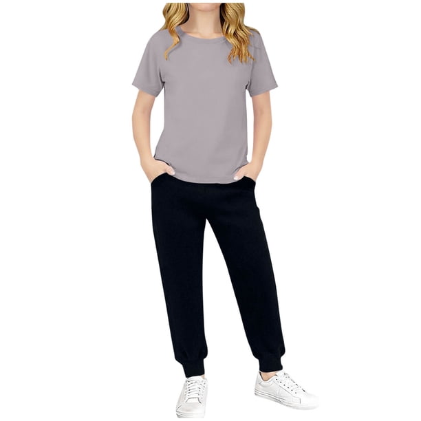 Conjunto de Pantalones de Dos Piezas de Color Sólido de Manga Corta para Niños con Pantalones a Juego, Traje de Verano Casual para Niños Y Niñas de Uso Diario
