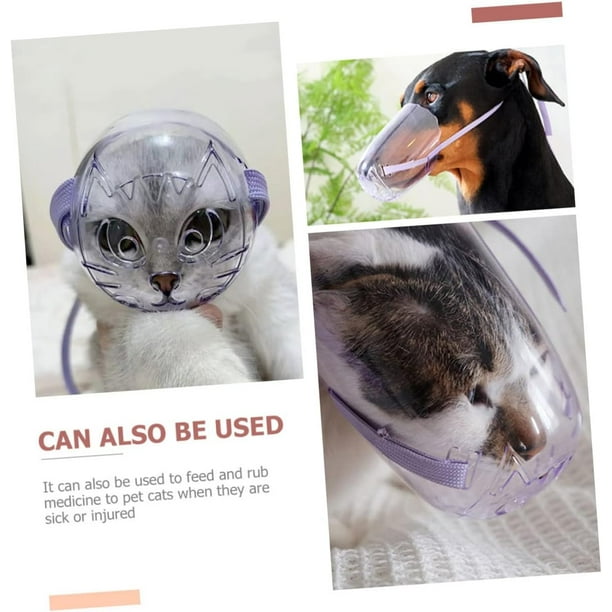 Transparent cat muzzle dog muzzle cat and dog clothing tools cat helmet muzzle cat stand household pet puppy collar beauty muzzle bath pp purple mask