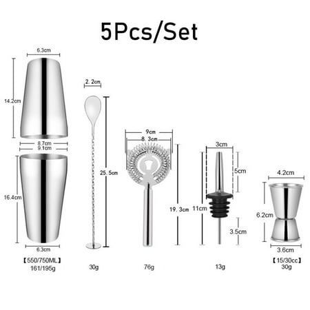 

550ML/750ML Cocktail Shaker Bar Set Mixer Wine Martini Boston Shaker Stainless Steel Cocktail Shaker Drink Party Bar Tools