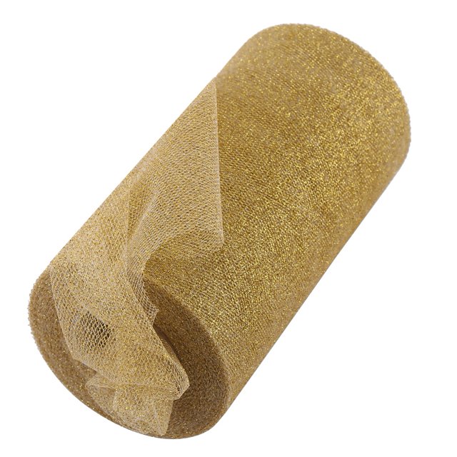 Eatbuy Rollo de Tul Brillante - Cinta de Tul Dorado Rollo de Cinta de Tul Brillante Rollo de Tul de 6 Pulgadas x 25 Yardas para Muchos Tipos de Manualidades o decoración