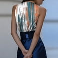 thumbnail image 5 of Camiseta Elegante de Satén con Escote en V Profundo para el Vestido de Noche de Capas para Mujer, 5 of 5
