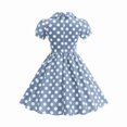 thumbnail image 4 of XXWXYD PolkaDot Girls Dress Short Sleeve 𝖯eter Pan Collar Vintag𝖾 Style Summer Play Casual Par𝗍y Outfit Ages 4-10 Toddler Kid Children Church School Birthday Celebration Gown, 4 of 7