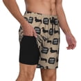 thumbnail image 2 of Kdxio Dachshund Dog Woof Print Men's Swim Trunks with Compression Liner 7 Inch Inseam Quick Dry Swim Shorts, 2 of 7