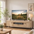 thumbnail image 2 of Mid Century Modern TV Stand for TVs up to 65 Inch, Entertainment Center Media Console Table with 2 Cabinets and Drawer,Oak, 2 of 9