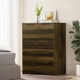 thumbnail image 2 of 6 Drawer Dresser, Modern Wooden Storage Chest with Embedded Handles, Anti-Tip Safety Device, Bedroom Organizer for Living Room Kids Room - Dark Brown, 2 of 9