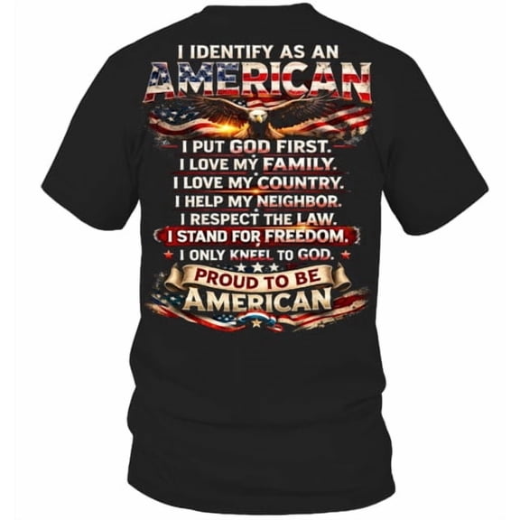 DailyMood I Identify As An American Patriotic Veteran Graphic T-Shirt Black