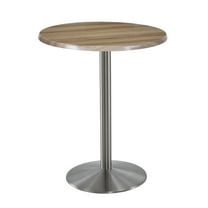 Indoor/Outdoor 42" Tall OD214 Stainless Steel Table Base with 22" Diameter Foot and 30" Diameter Indoor/Outdoor Natural Top by the Holland Bar Stool Co.