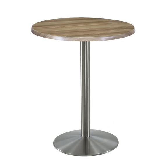 Indoor/Outdoor 42" Tall OD214 Stainless Steel Table Base with 22" Diameter Foot and 30" Diameter Indoor/Outdoor Natural Top by the Holland Bar Stool Co.