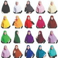 thumbnail image 4 of Women's Solid Color 80cm Long Head Scarf, Stretchy Pull On Hijab, Soft Cotton Blend Cover for Ramadan, Prayer, Everyday Wear Wine, 4 of 5