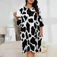 thumbnail image 2 of Cow Print&nbsp;black White Sleepshirts For Sleeping Travels Loose Sleepdress Pajama Dress Soft Nightdress Sleepwear, 2 of 7