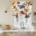 thumbnail image 3 of Spring Vintage Tie Up Curtain 63 Inches Long, Red Flower Blue Butterfly Leaves Oil Painting Balloon Style Kitchen Window Curtain Over Sink, Small Window Rod Pocket Curtain 42"x63", 3 of 9